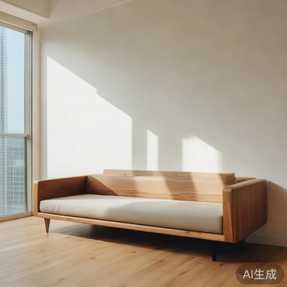 東京のマンションのリビングに置かれた無垢材オークソファ