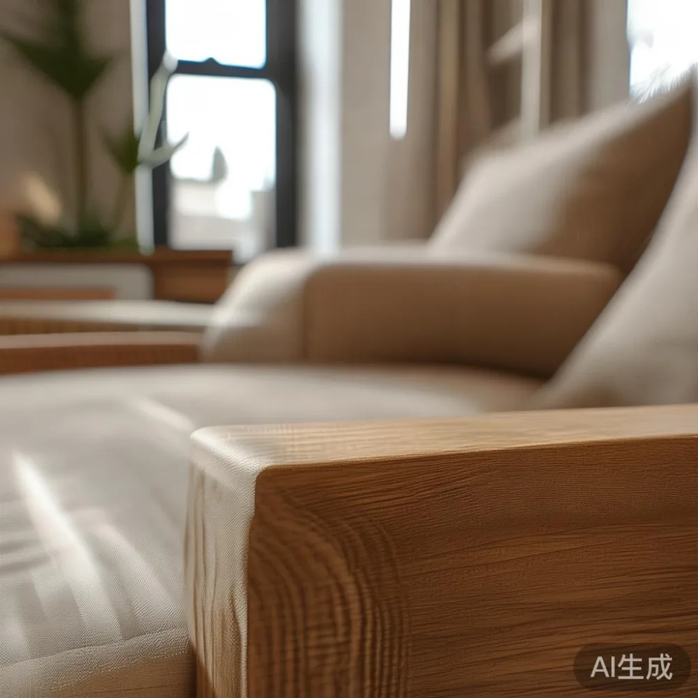 無垢材ソファから大理石テーブルまで——オンライン家具購入の配送・組立実務 — close-up of the grain and joinery detail, shallo